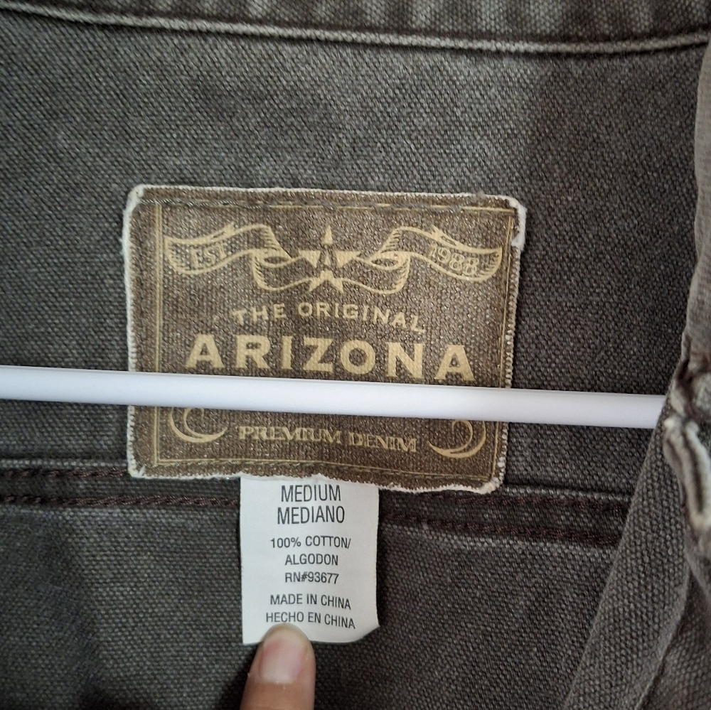 Arizona Jean Company Taupe Denim Jacket Mens Sz Medium Black - Picture 3 of 4